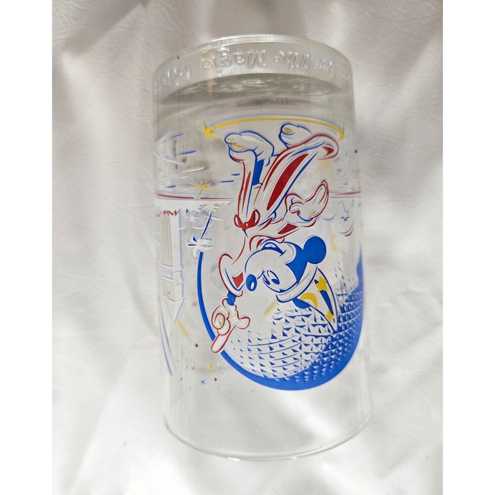 Disney Mickey Mouse Clear Glass Tumbler Cup Drinking Glass w/ Color Graphics
